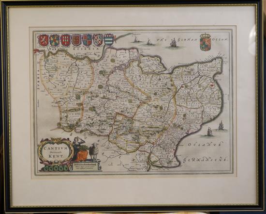 Jan Jansson Map of Cantium Vernacule Kent 15.5 x 21in.